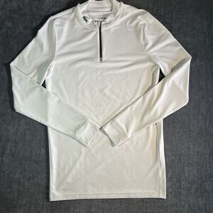 Lacoste Men's White Long Sleeve Zip-Front Performance Tee